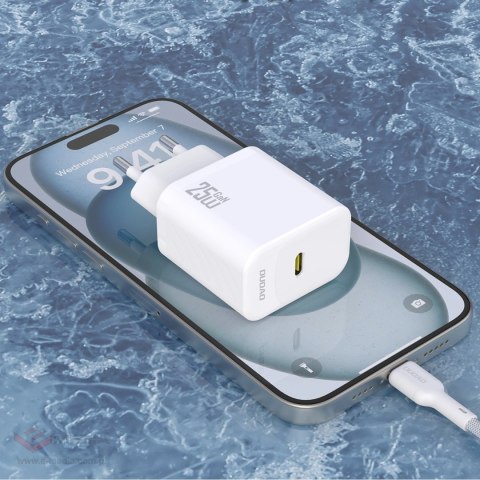 Ładowarka sieciowa Dudao A27CEU PD 25W GaN USB-C z kablem USB-C - biała