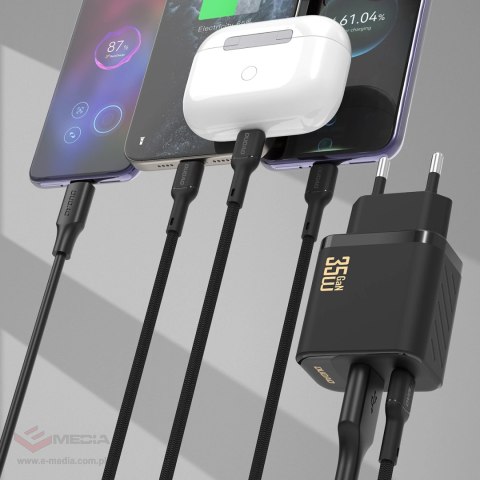 Ładowarka sieciowa Dudao A27MaxCEU PD QC 35W USB-A USB-C z kablem USB-C - czarna