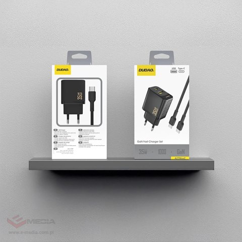 Ładowarka sieciowa Dudao A27MaxCEU PD QC 35W USB-A USB-C z kablem USB-C - czarna