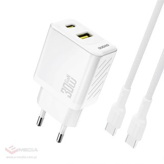 Ładowarka sieciowa Dudao A27TCEU PD 30W GaN USB-A USB-C z kablem USB-C - biała