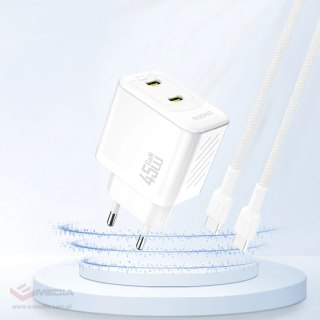 Ładowarka sieciowa Dudao A28PEU PD 45W GaN 2xUSB-C - biała