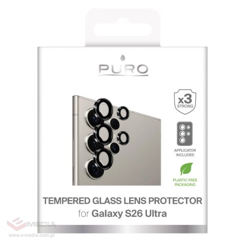 Szkła hartowane Puro Individual na tylną kamerę do Samsung Galaxy S26 Ultra - z czarnymi ramkami