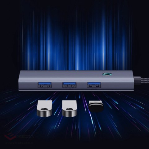 Hub Baseus UltraJoy Series 5w1 USB-C do 1x HDMI4K@30Hz+ 4 x USB-A 3.0 - szary