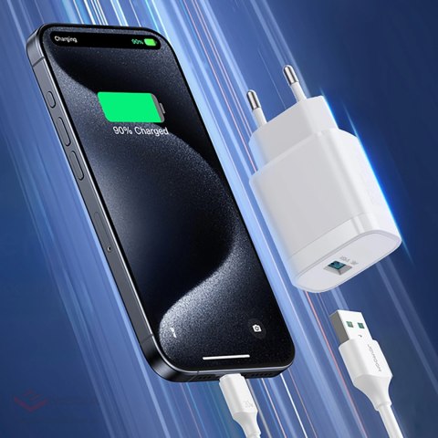Ładowarka sieciowa Joyroom JR-TF4 18W z kablem 3 A USB-A - USB-C 1m - biała