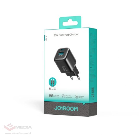 Ładowarka sieciowa Joyroom JR-TG7 33W USB-A + USB-C z kablem 30W USB-C - Lightning 1m - czarna