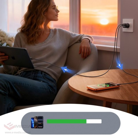 Ładowarka sieciowa Joyroom JR-TG7 33W USB-A + USB-C z kablem 30W USB-C - Lightning 1m - czarna