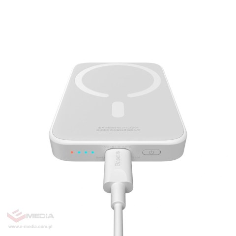 Powerbank Baseus Airpow 6000mAh 20W magnetyczny z kablem Baseus Simple USB-C - USB-C 30cm - biały