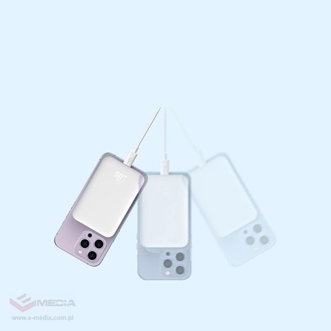 Powerbank Baseus Airpow 6000mAh 20W magnetyczny z kablem Baseus Simple USB-C - USB-C 30cm - biały