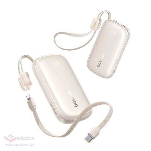 Powerbank Baseus EnerFill FC21 Qpow 3 Ultra 10000mAh 45W z wyświetlaczem cyfrowym z odłączanym kablem USB-C - Lightning - tytano