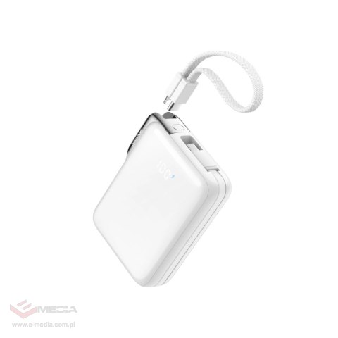 Powerbank Joyroom JR-PBF27 Pro 10000mAh 30W z wbudowanym kablem USB-C i dodatkowym dwukierunkowym kablem USB-C - Lightning - bia