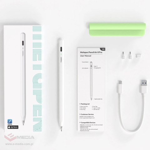 Rysik Metapen Pencil Air8 Pro do iPada - biały