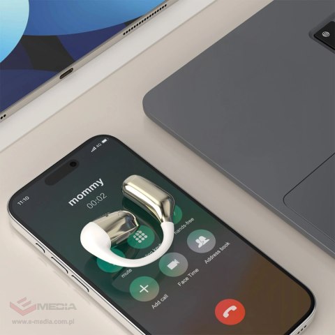 Słuchawka zauszna Dudao U4Pro Bluetooth uniwersalna do obu uszu - beżowo-złota