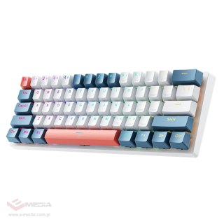 Klawiatura gamingowa Machenike K500-B61 przewodowa mechaniczna podświetlana Red Switch - biało-niebieska