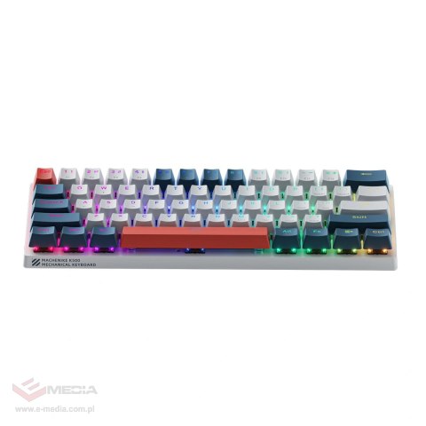 Klawiatura gamingowa Machenike K500-B61 przewodowa mechaniczna podświetlana Red Switch - biało-niebieska