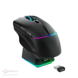 Mysz gamingowa Machenike L8 Pro bezprzewodowa ze stacją ładującą - czarna