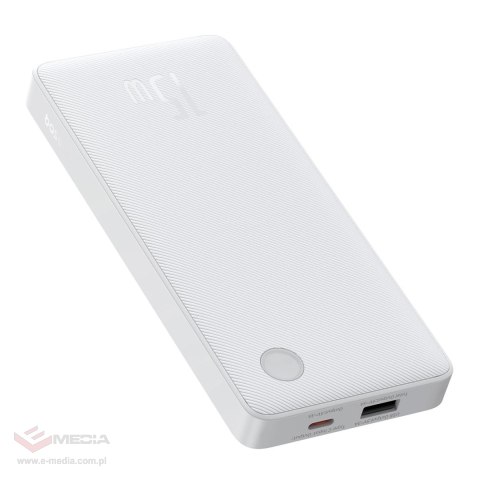 Powerbank Baseus Airpow Lite 10000mAh 15W z kablem Baseus Simple USB-A - USB-C 30cm - biały