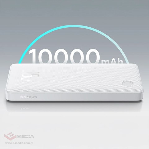 Powerbank Baseus Airpow Lite 10000mAh 15W z kablem Baseus Simple USB-A - USB-C 30cm - biały