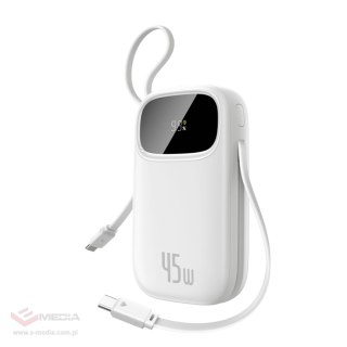 Powerbank Baseus EnerFill FC31 QPow3 20000mAh 45W z wyświetlaczem cyfrowym z 2 wbudowanymi kablami USB-C - biały