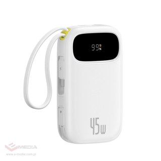 Powerbank Baseus EnerFill FC31 QPow3 20000mAh 45W z wyświetlaczem cyfrowym z 2 wbudowanymi kablami USB-C - biały