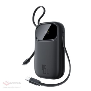 Powerbank Baseus EnerFill FC31 QPow3 20000mAh 45W z wyświetlaczem cyfrowym z 2 wbudowanymi kablami USB-C - czarny