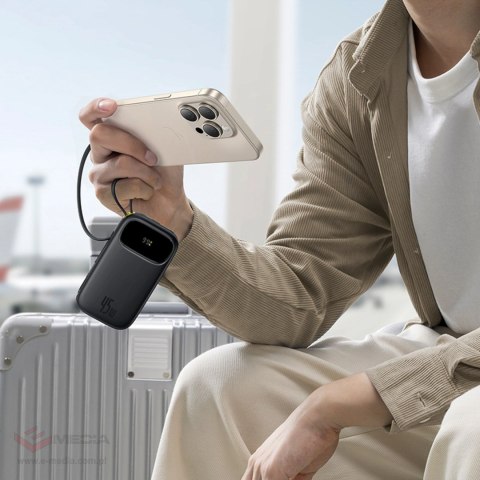 Powerbank Baseus EnerFill FC31 QPow3 20000mAh 45W z wyświetlaczem cyfrowym z 2 wbudowanymi kablami USB-C - czarny