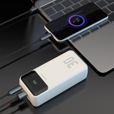 Powerbank Dudao K15Max 30000mAh PD 22.5W z kablami USB-C i Lightning - biały