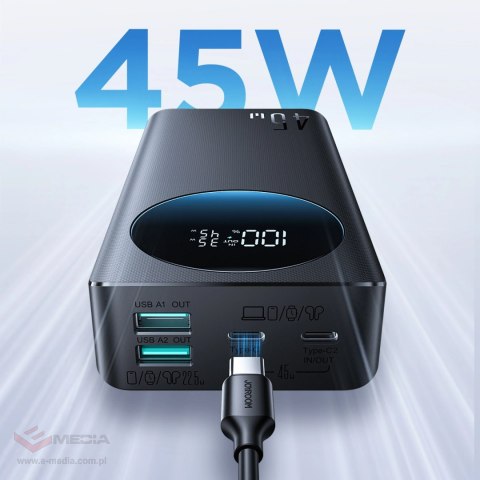 Powerbank Joyroom JR-PBF02 Pro 20000 mAh 45 W z wyświetlaczem cyfrowym 2x USB-A 2x USB-C - czarny