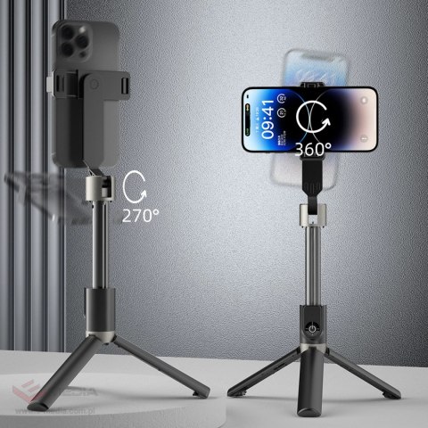 Selfie stick Dudao F18 1,1 m ze statywem i pilotem Bluetooth - czarny