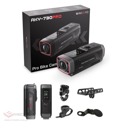 Kamera sportowa AKEEYO 730Pro wideorejestrator 4K na kierownicę rower motocykl - czarna