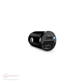 Ładowarka samochodowa Puro Mini 30W Power Delivery 2 x USB-C - czarna