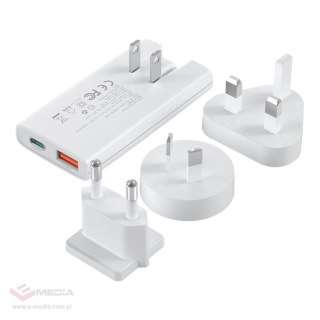 Ładowarka sieciowa Choetech PD6011 65 W GaN Ultra USB-C + USB-A - biała