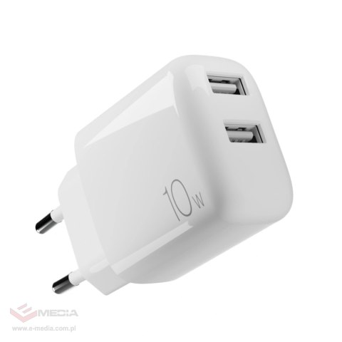 Ładowarka sieciowa Puro PROLITE 10W 2x USB-A - biała
