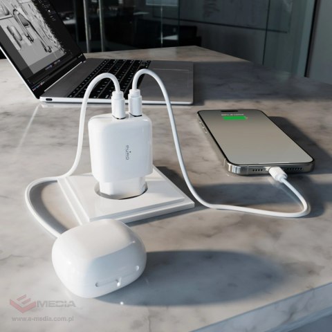 Ładowarka sieciowa Puro PROLITE 10W 2x USB-A - biała