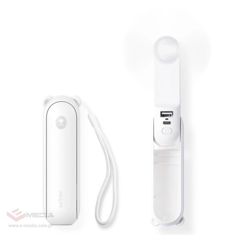 Mini wentylator Jisulife Handheld Fan Life8 Plus przenośny wiatraczek USB z funkcją powerbanka 4500mAh i latarką - biały