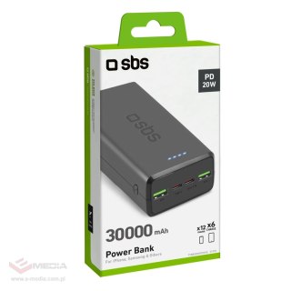 Powerbank SBS TTBB30000PD20K 30000 mAh 2 x USB-C 2 x USB-A - czarny