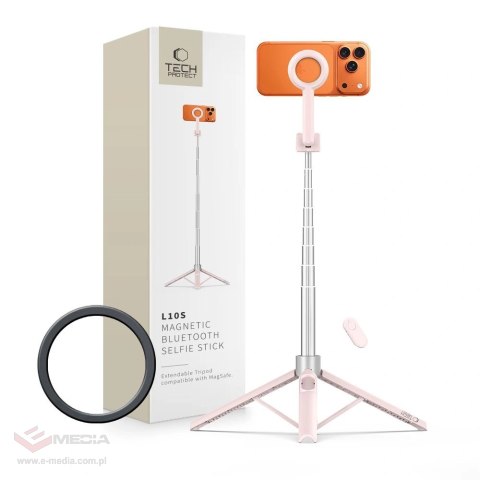 Selfie Stick Tech-Protect L10S Bluetooth - rózówo-szary
