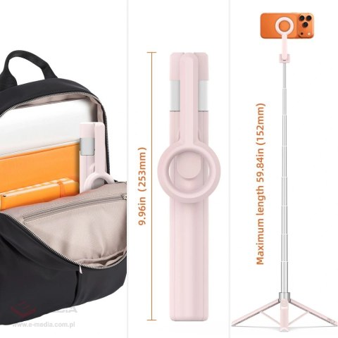 Selfie Stick Tech-Protect L10S Bluetooth - rózówo-szary