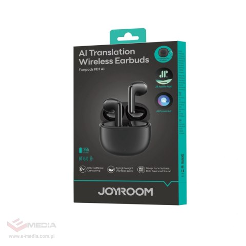 Słuchawki bezprzewodowe Joyroom JR-FB1 Funpods Bluetooth 6.0 douszne TWS z funkcjami AI - czarne