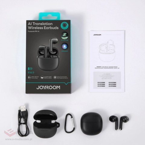 Słuchawki bezprzewodowe Joyroom JR-FB1 Funpods Bluetooth 6.0 douszne TWS z funkcjami AI - czarne