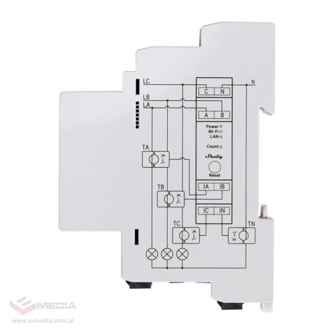 3-kierunkowy miernik zużycia energii elektrycznej Shelly PRO 3EM 120A WiFi/Bluetooth/Matter