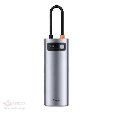 Baseus Metal Gleam Series multifunkcjonalny HUB USB 7w1 Typ C HDMI czytnik kart TF PD szary (WKWG020113)