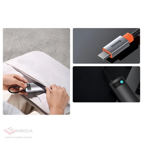 Baseus Metal Gleam Series multifunkcjonalny HUB USB 7w1 Typ C HDMI czytnik kart TF PD szary (WKWG020113)