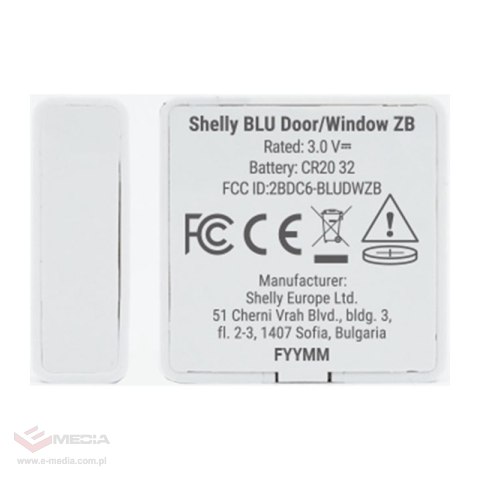 Czujnik drzwi i okien Shelly BLU Door/Window ZB Zigbee, Bluetooth