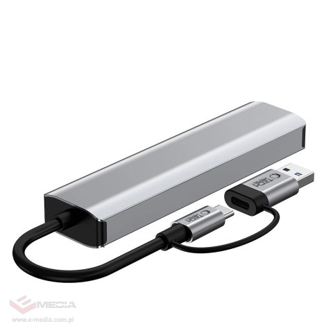 Adapter Tech-Protect HB03 HUB Adapter 5w1 USB-C + USB2.0 + USB3.0 + RJ45 - szary