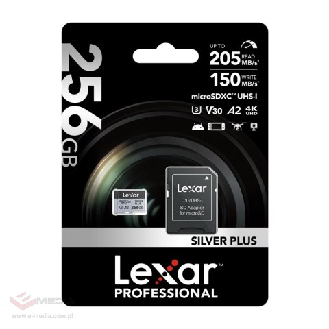 Karta pamięci Lexar High-Performance Silver Plus microSDXC 256GB + adapter