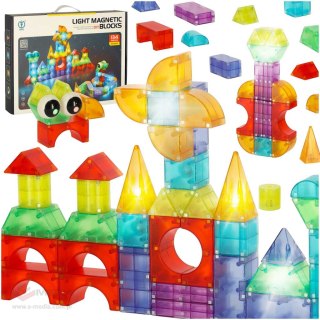 Klocki magnetyczne konstrukcyjne świecące elementy figury 3D 134 el.