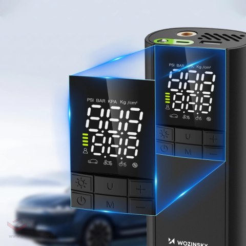 Kompresor Wozinsky WPEP-8000 pompka elektryczna powerbank 8000mAh latarka - czarny