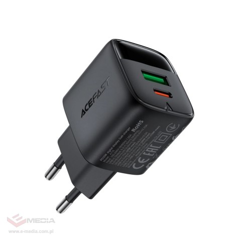 Ładowarka sieciowa Acefast A116 GaN PD 35W USB-A USB-C z wyświetlaczem - czarna