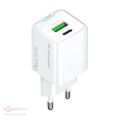 Ładowarka sieciowa Wozinsky WWC-35W GaN USB-A + USB-C - biała
