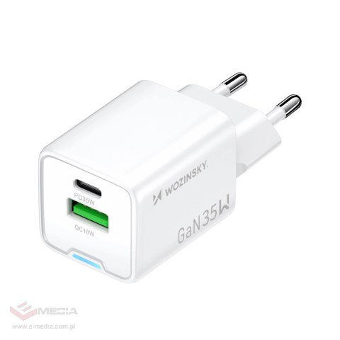 Ładowarka sieciowa Wozinsky WWC-35W GaN USB-A + USB-C - biała